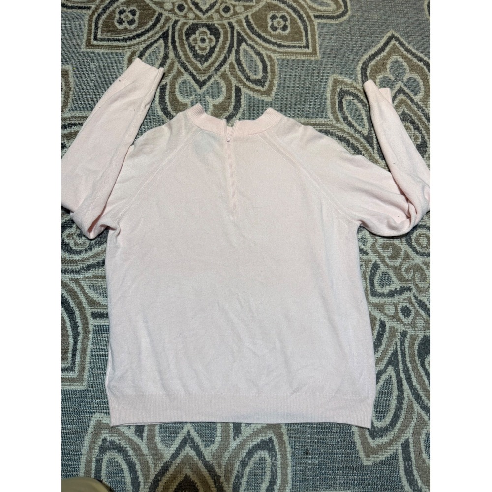 Designers Originals Luxelon Pink Back Zip Raglan Sleeve Knit Sweater Size 44